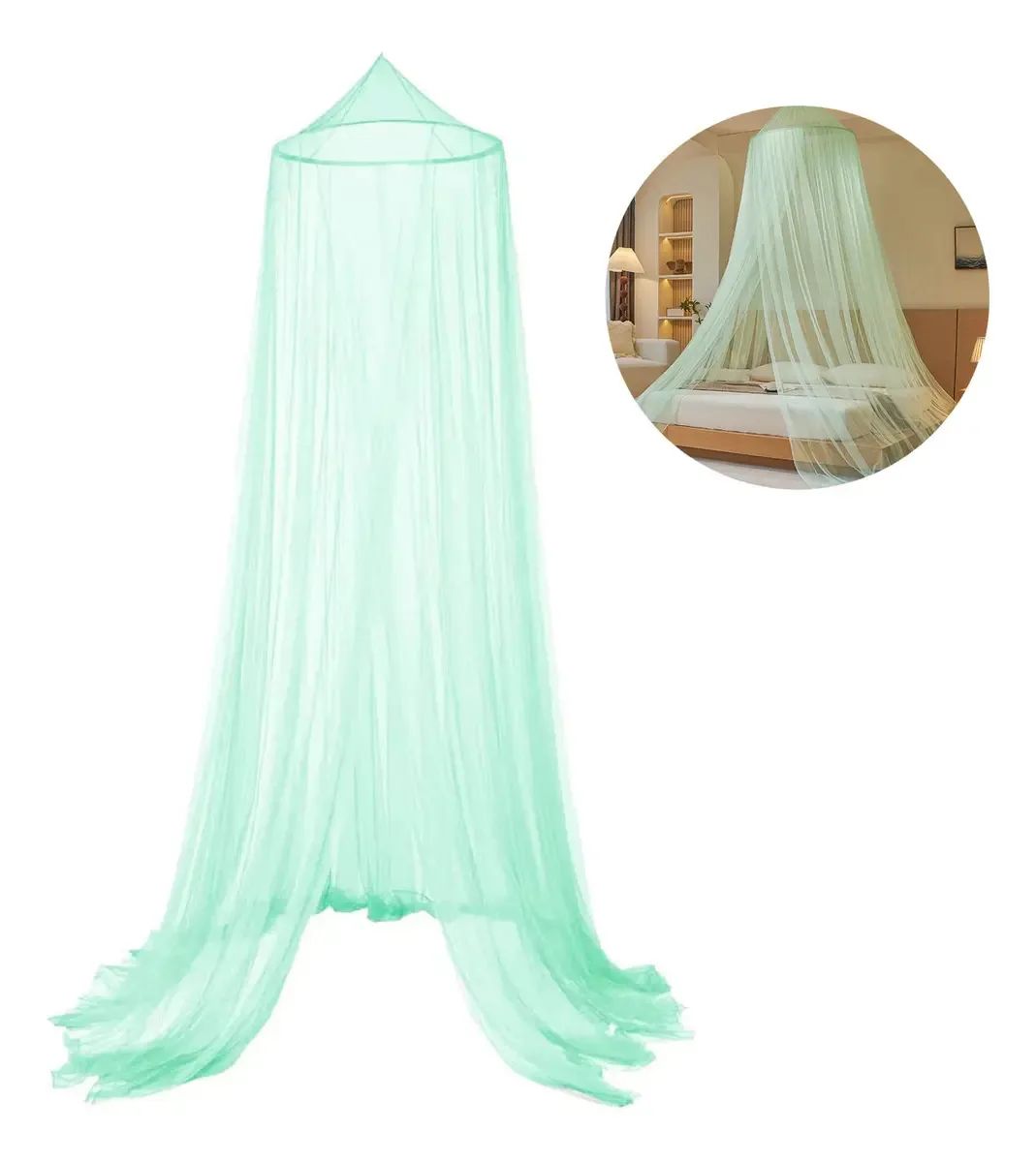 Mosquiteiro em tecido de tule, dossel para cama de casal, mosquiteiro de viagem para viagens e verde para casa