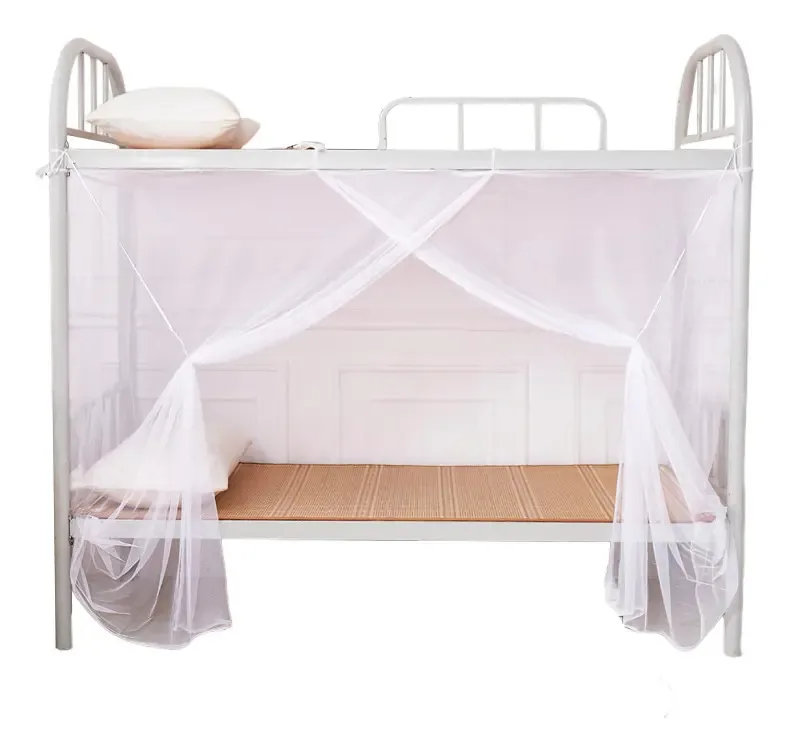 Pavilhão com dossel com mosquiteiro duplo, quatro esquinas, dossel de cama branco