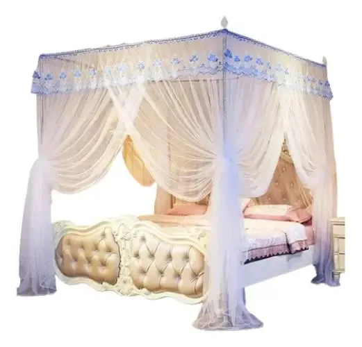 Mosquiteiro, dossel de tecido, 4 portas para cama de casal, mosquiteiro king size, mosquiteiro para cama