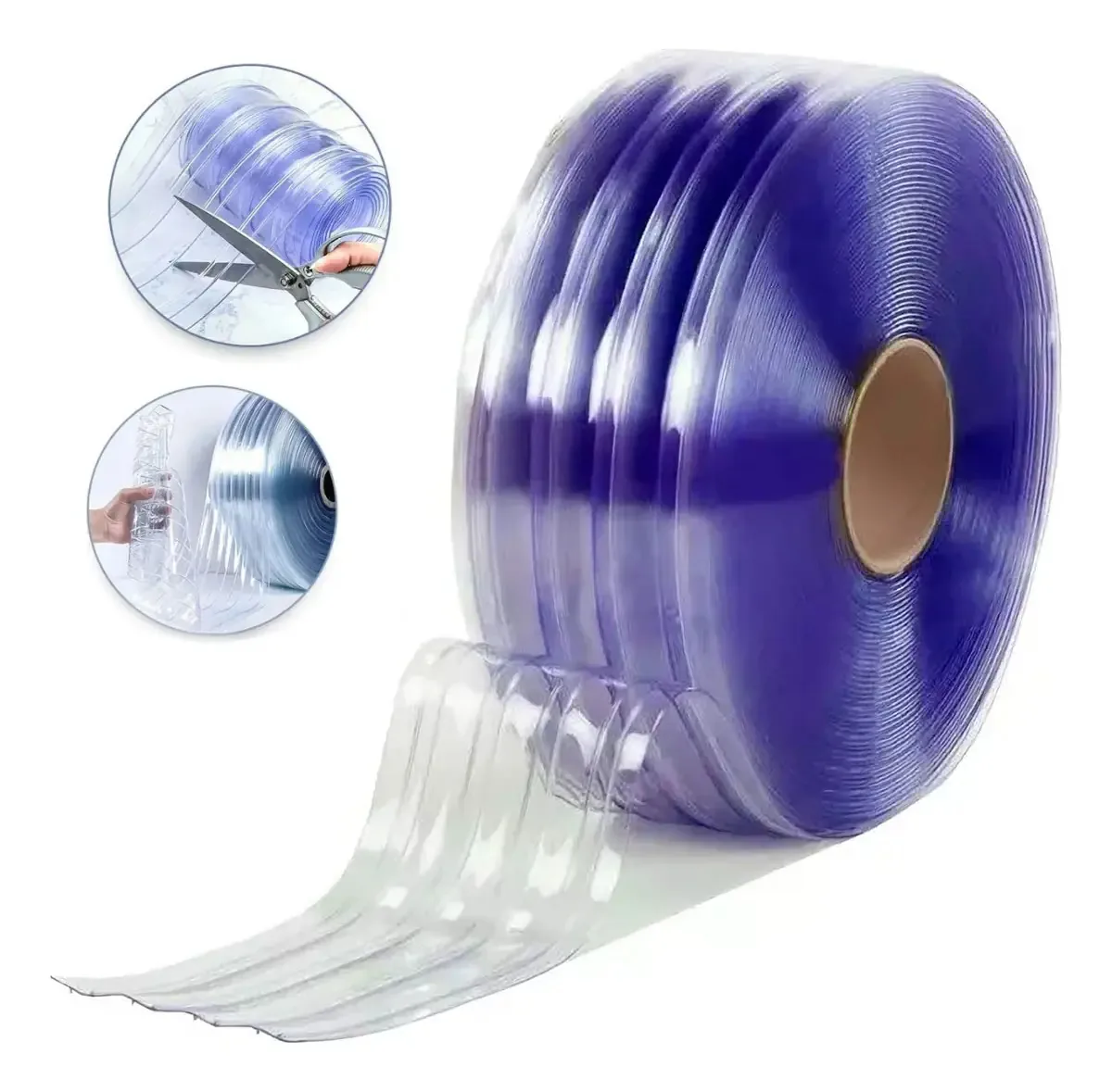 Rolo de cortina havaiano de 50 metros com nervura (nervurada) 8 polegadas em cor trans
