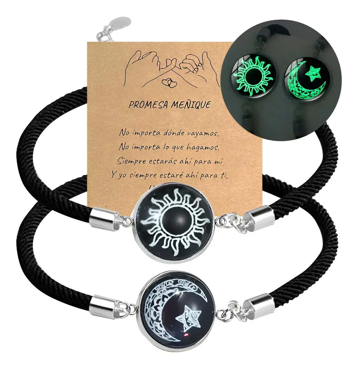 Pulseiras de sol e lua para casais Glow Dark Jewelry