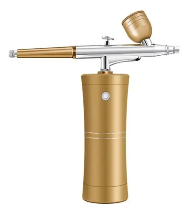 Aerógrafo Com Compressor Sem Fio Recarregável Usb Cor Dourado