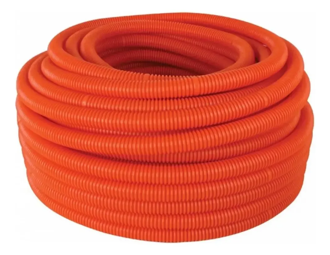 Mangueira de duto flexível Polyduct Roll de 1/2 polegada 50 metros Tubo elétrico corrugado Mangueira corrugada para eletricidade Poliflex Orange Without Guide Polipropileno de alta densidade HDPE