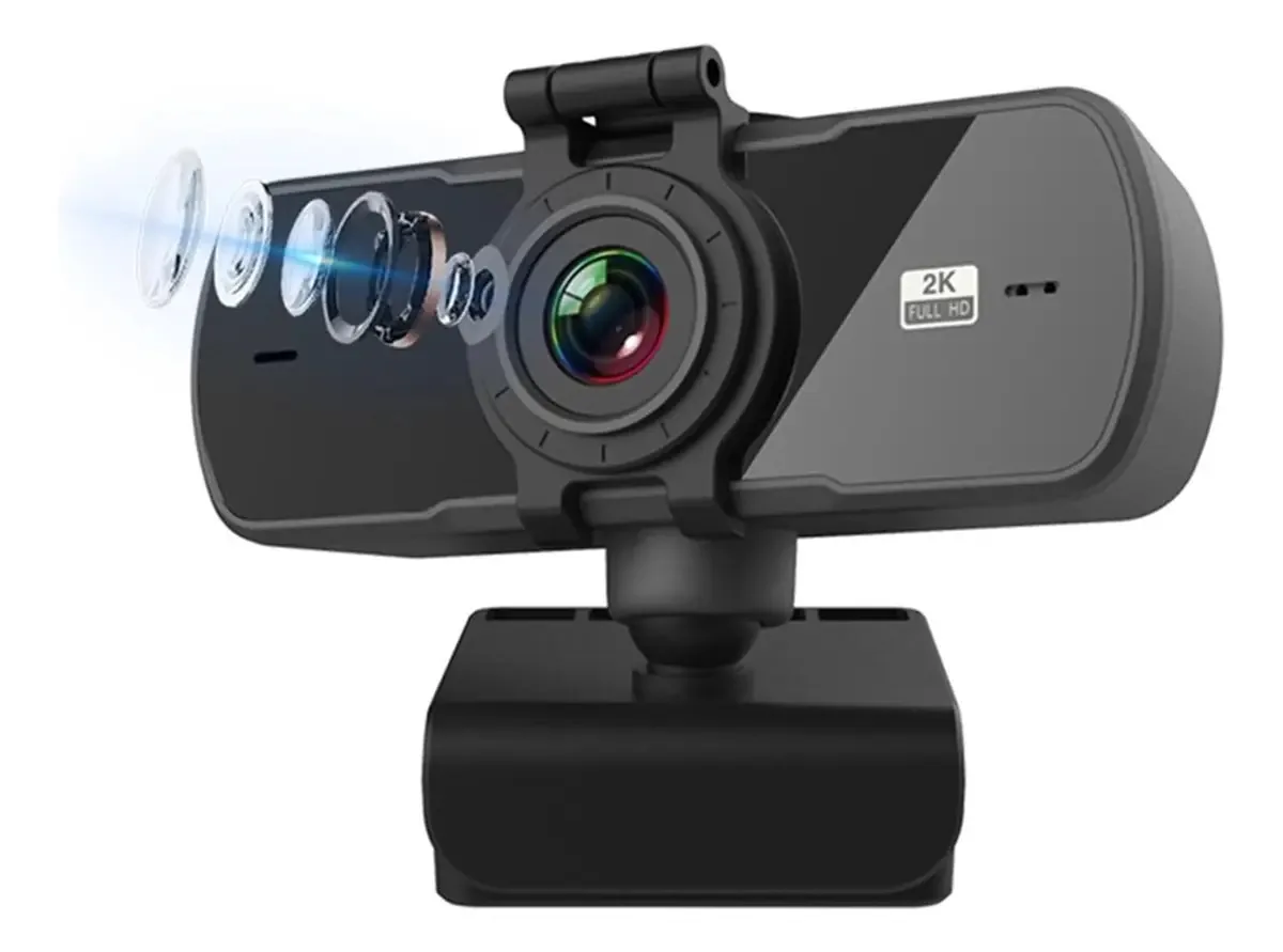 Webcam Poemysir 2k Full Hd 1080p com foco automático Webcam com microfone Webcam USB para PC, laptop, câmera web de mesa (2 unidades)