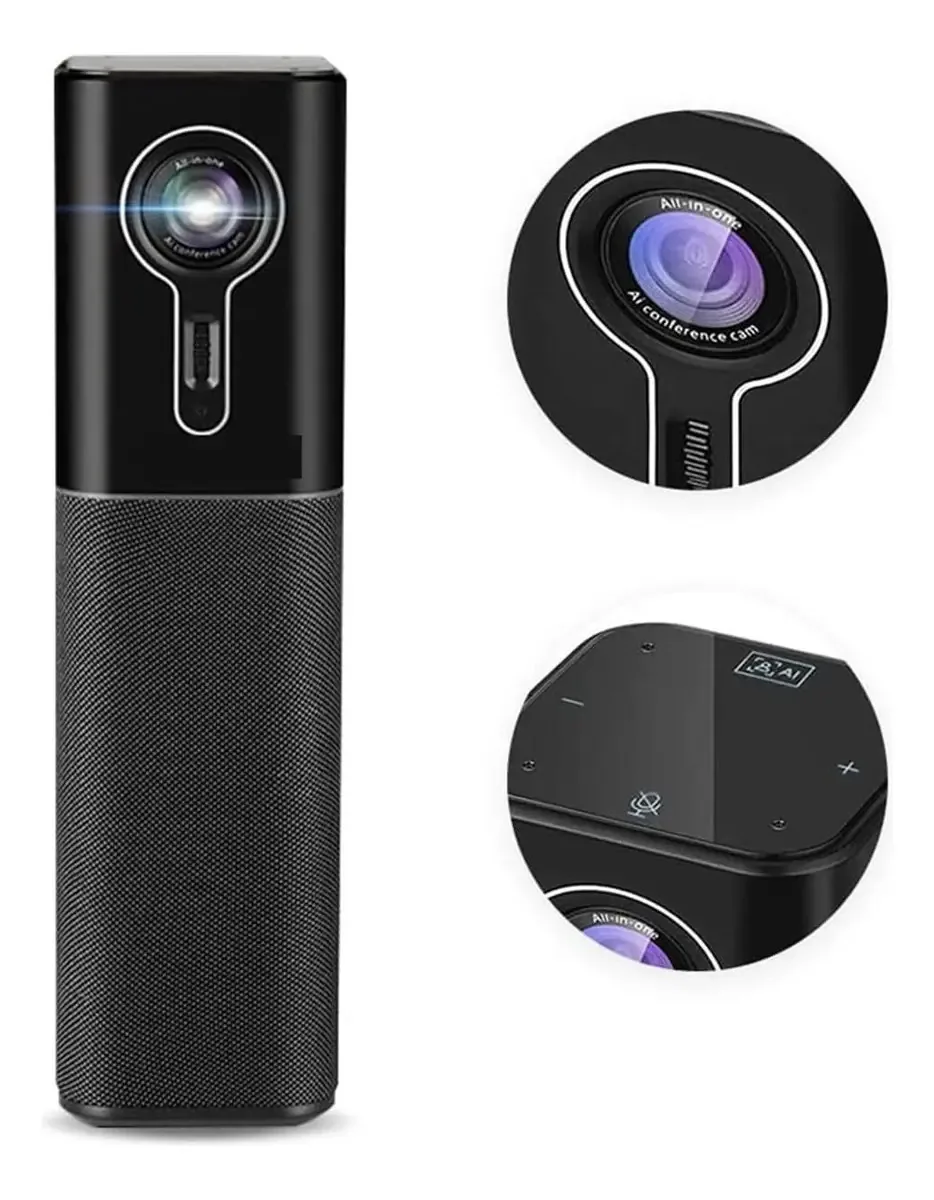 Poemysir Webcam de Enquadramento Automático com Microfones e Alto-falante 88° Wide FOV 2K 60fps USB Streaming Webcam Sistema de Vídeo e Áudio para Conferências