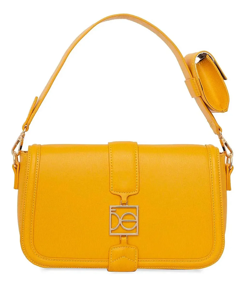 Bolsa Hobo Cloe para mulheres com ferragens metálicas e bolsa ocre