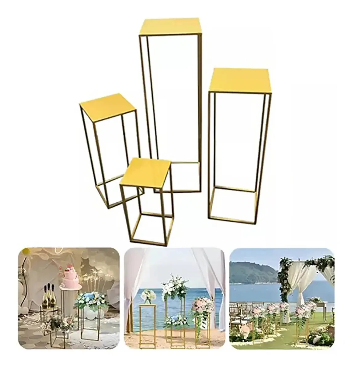 Conjunto de 4 mesas decorativas Plus Gold, cor dourada de qualidade premium