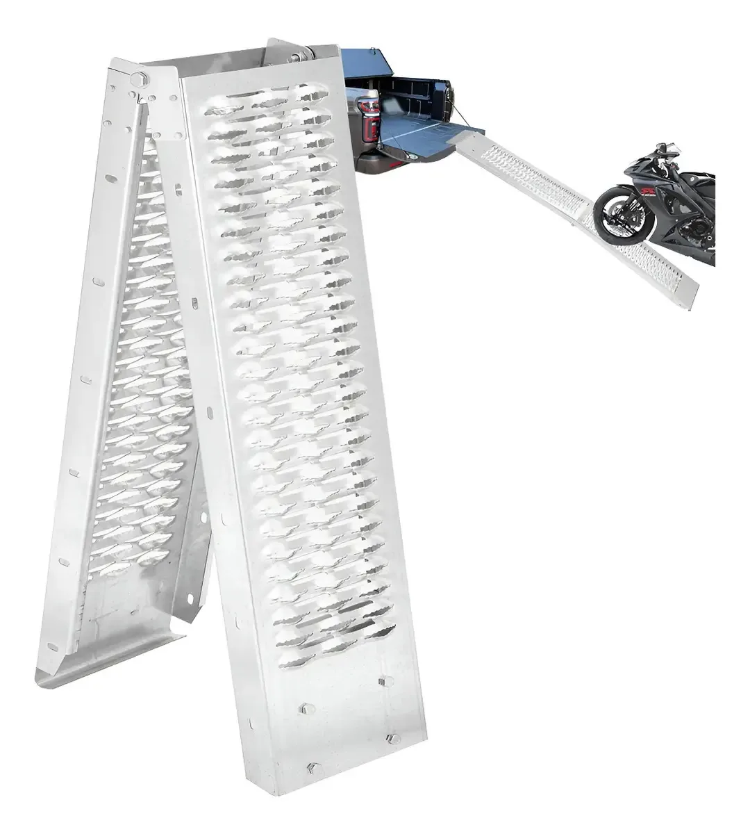 Rampas de carregamento de alumínio para motocicletas de 195 cm de carga de 300 kg, adequadas para carregar motocicletas, bicicletas, quadriciclos, veículos multifuncionais, caminhões, cortadores de...