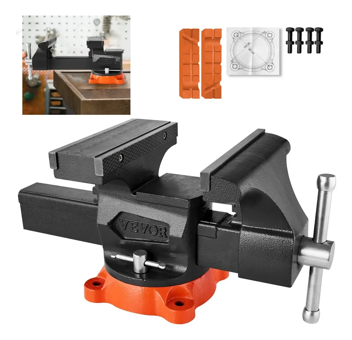 8 pol. Parafuso de bancada Vevor Ductile Iron Swivel