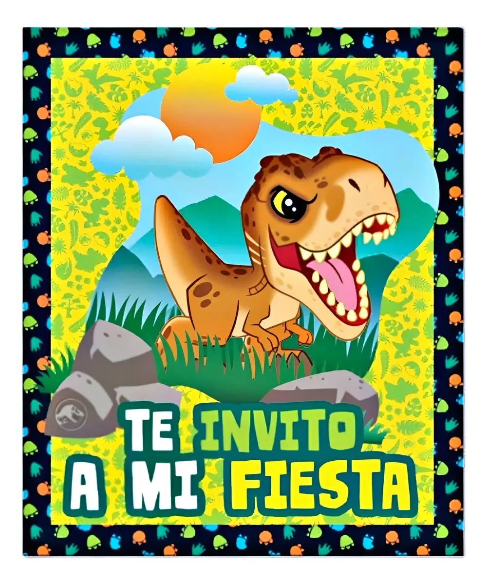 Convites infantis de dinossauros do Jurassic World Jur0h2 Green