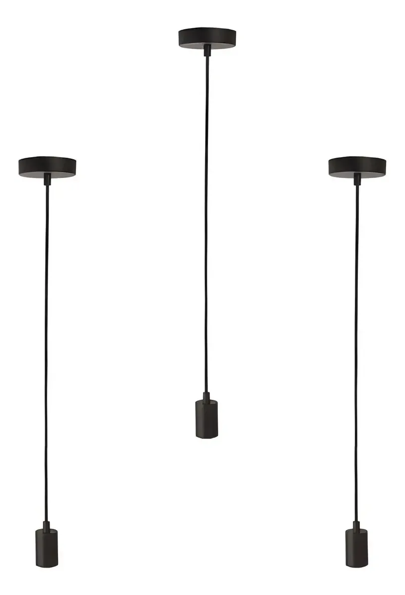 Kit 3 Pendentes Metal Preto Ø4cm Yamamura