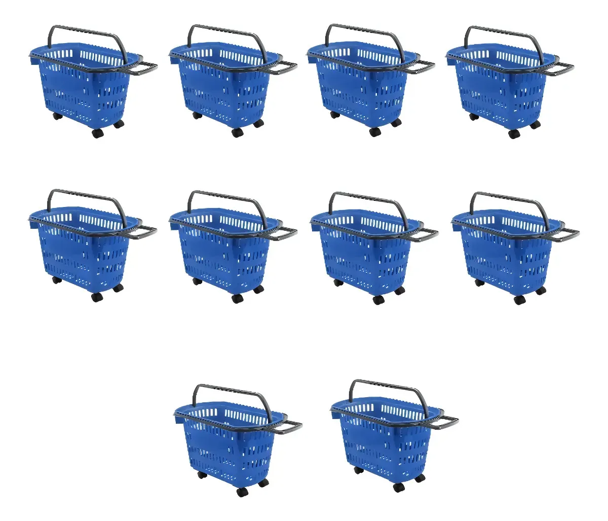 Cesto De Compras D300 Dellaplast 30l Com Rodas Azul Kit 10