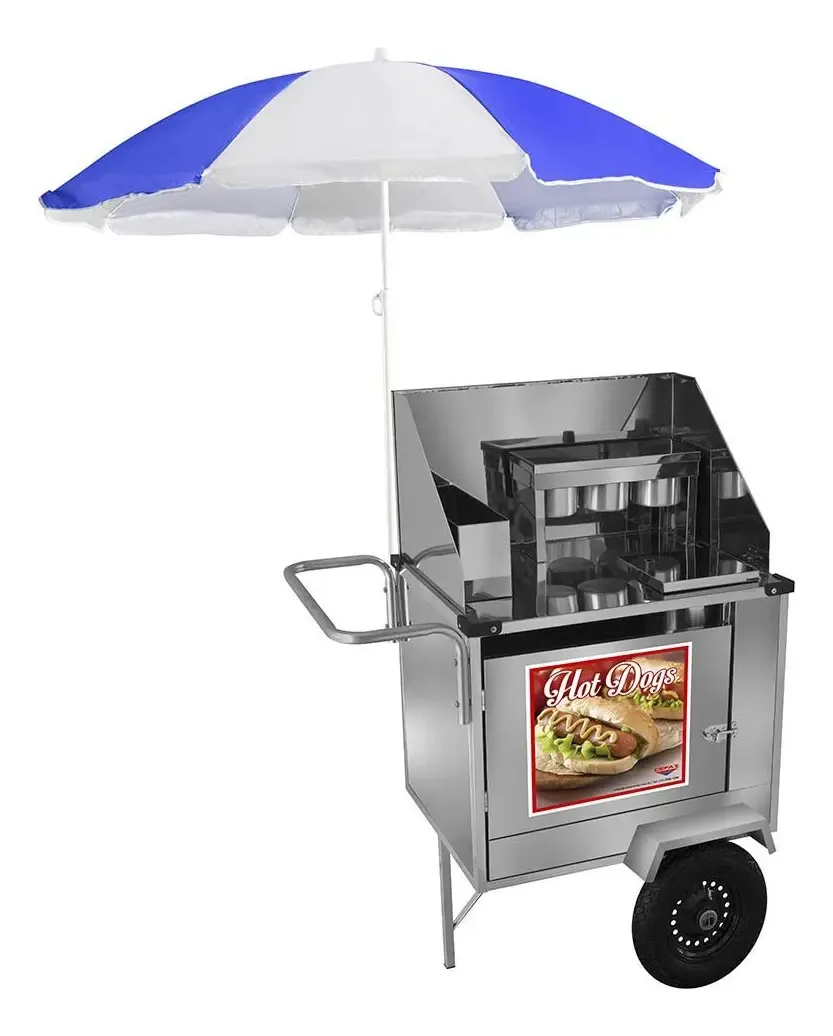 Carrinho De Hot Dog Cefaz Em Inox Com Guarda Sol S08p/gs