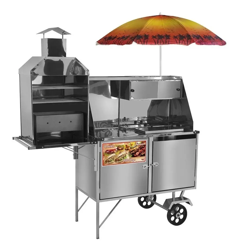 Carrinho Cefaz 3 em 1 Lanche Hot Dog Churrasco Inox Modelo LC11M/GS