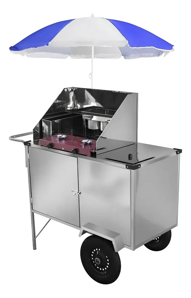 Carrinho De Tapioca Cefaz Luxo Inox Com Guarda Sol L14p/gs