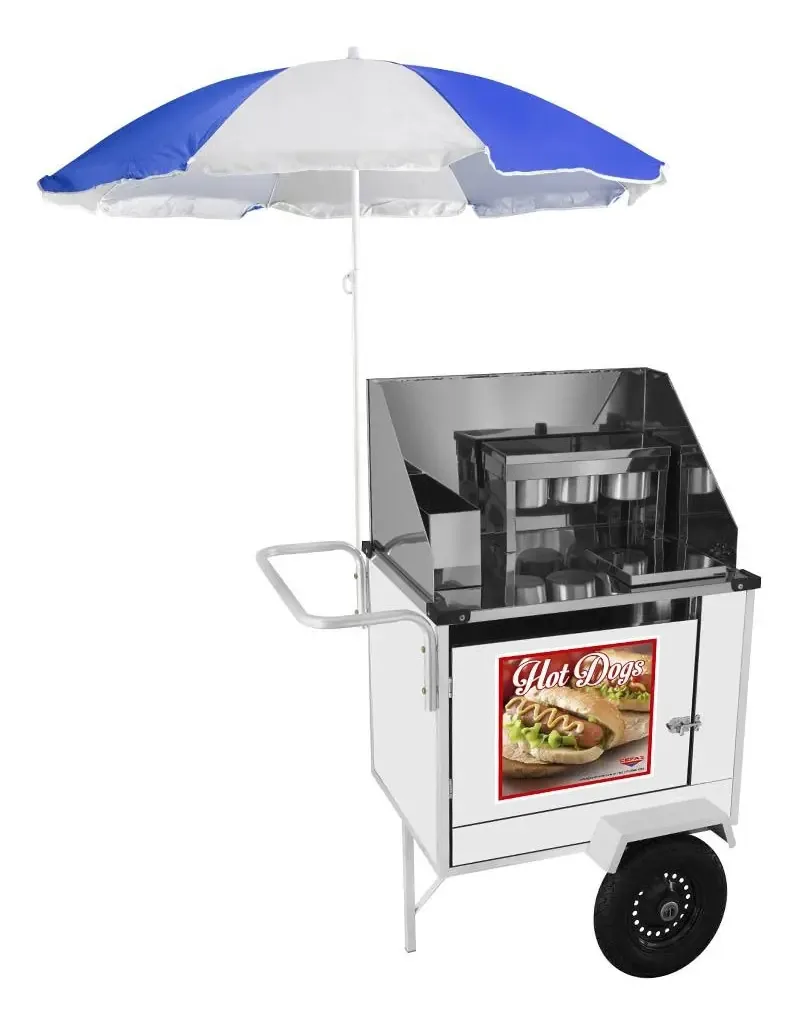 Carrinho De Hot Dog Cefaz Simples Branco Com Roda Pneumática