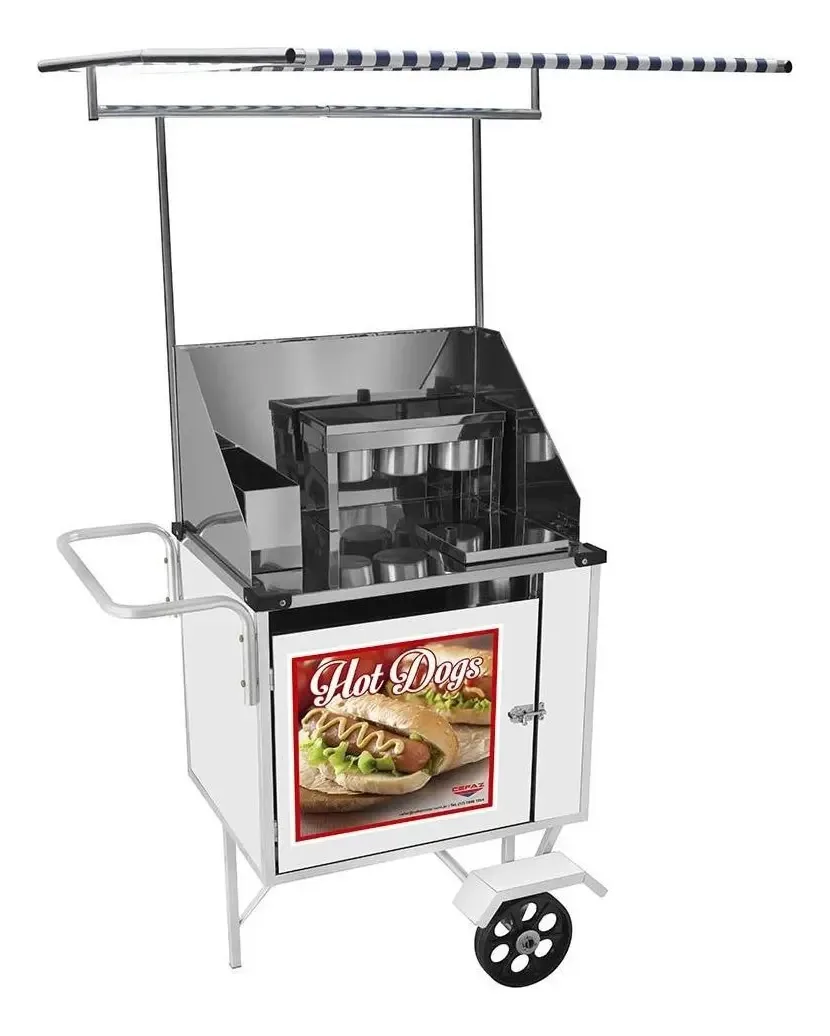 Carrinho De Hot Dog Cefaz Simples Branco Toldo Bs07m/t