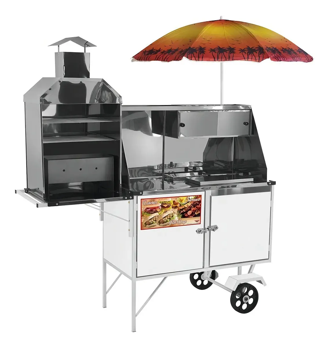 Carrinho 3 Em 1 Cefaz Hot Dog Lanche E Churrasco Branco