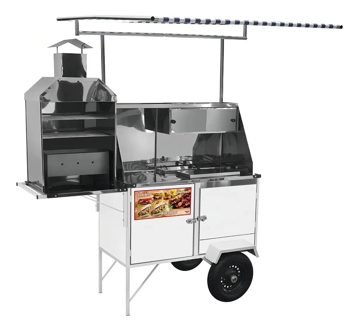 Carrinho Combinado 3 em 1 Cefaz Hot Dog Lanche Churrasco com Toldo