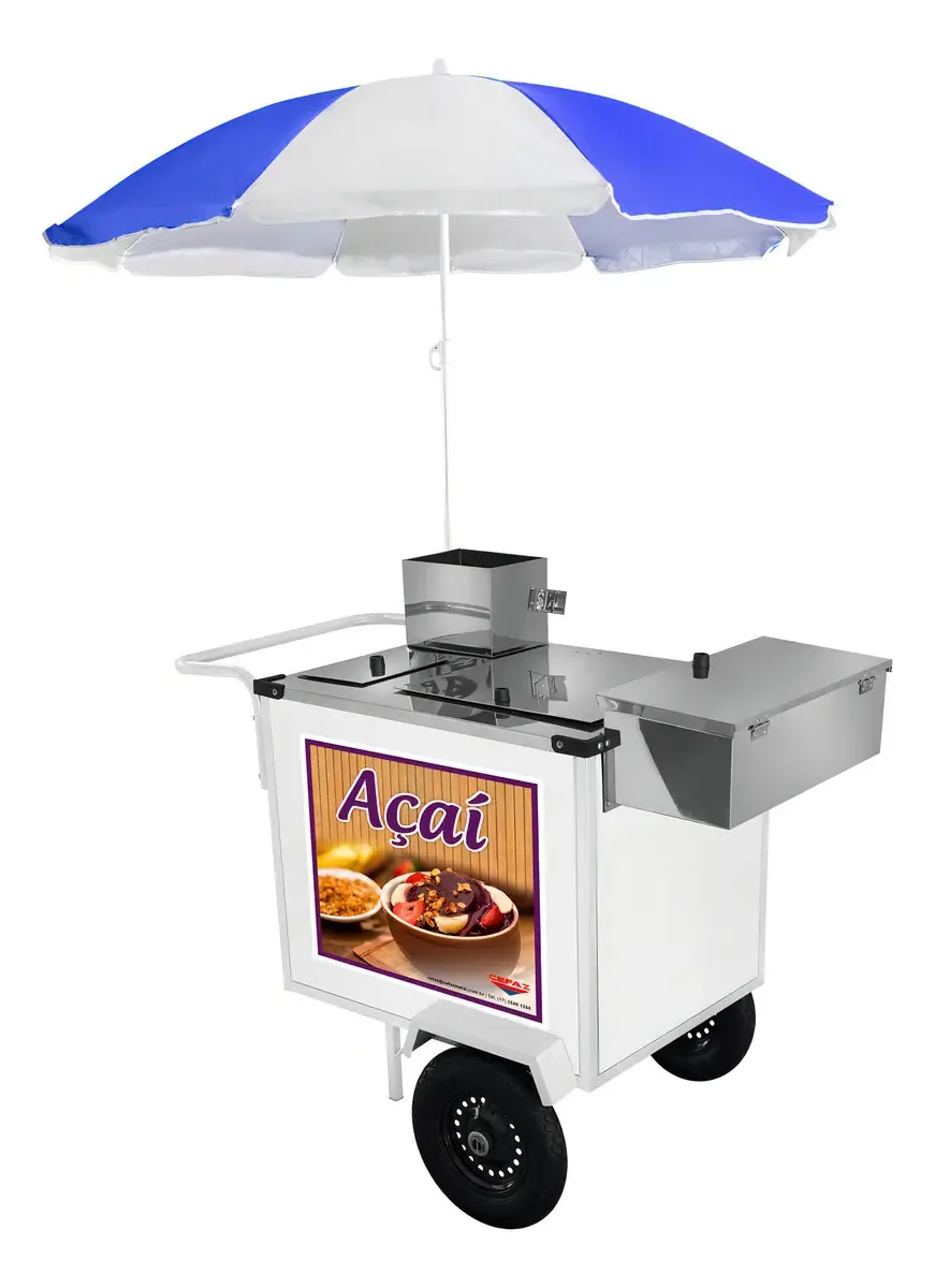 Carrinho de Açaí Cefaz Luxo BL16P/GS Aço Carbono Rodas Pneumáticas