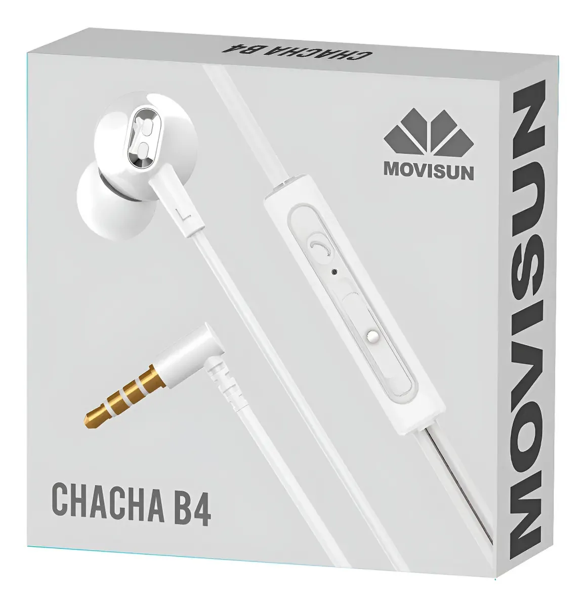 Fones de ouvido viva-voz Movisun Chacha B4 com microfone branco