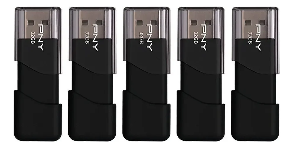 5 pendrives Pny 32gb anexados a 3 USB 2.0