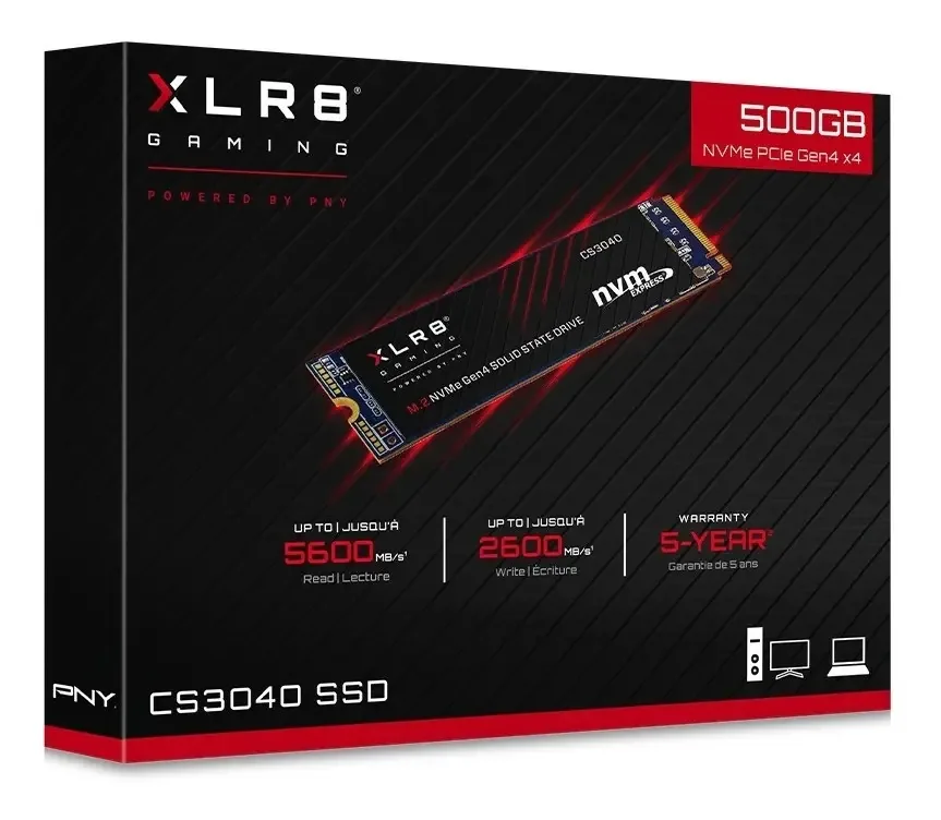Unidade de jogo SSD M.2 2280 PCIe Nvme Pny Cs3040 5600 MB/s SSD de 500 GB