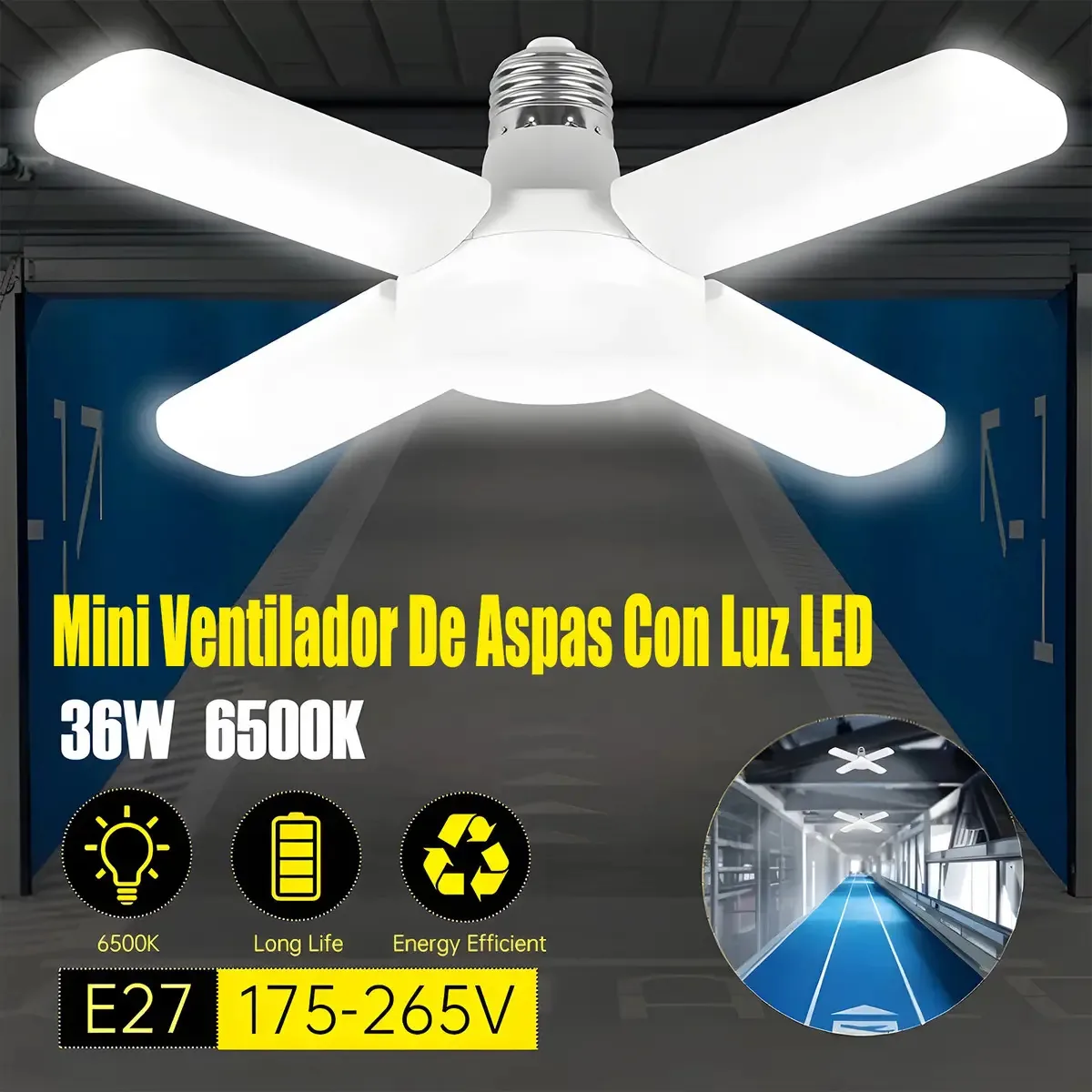 Lâmpadas economizadoras de energia Lâmpadas de ventilador Lâmpadas LED 36w Thread E27 245* 195mm Lâmpada de lâmpada Cold Watts Energy Savers
