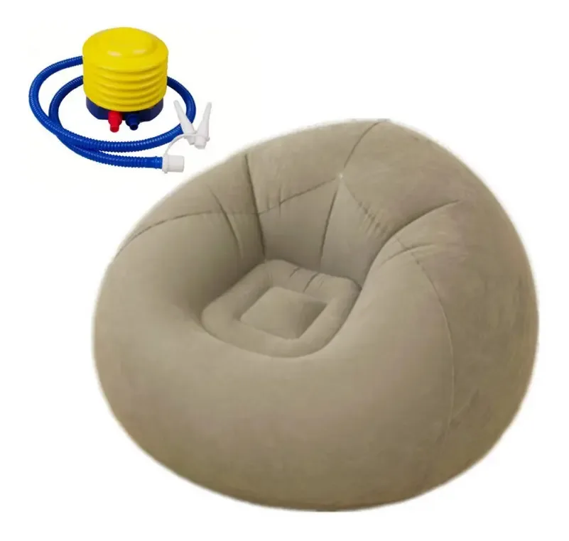 Sofá dobrável inflável Lazy com bomba de inflação, cor cinza