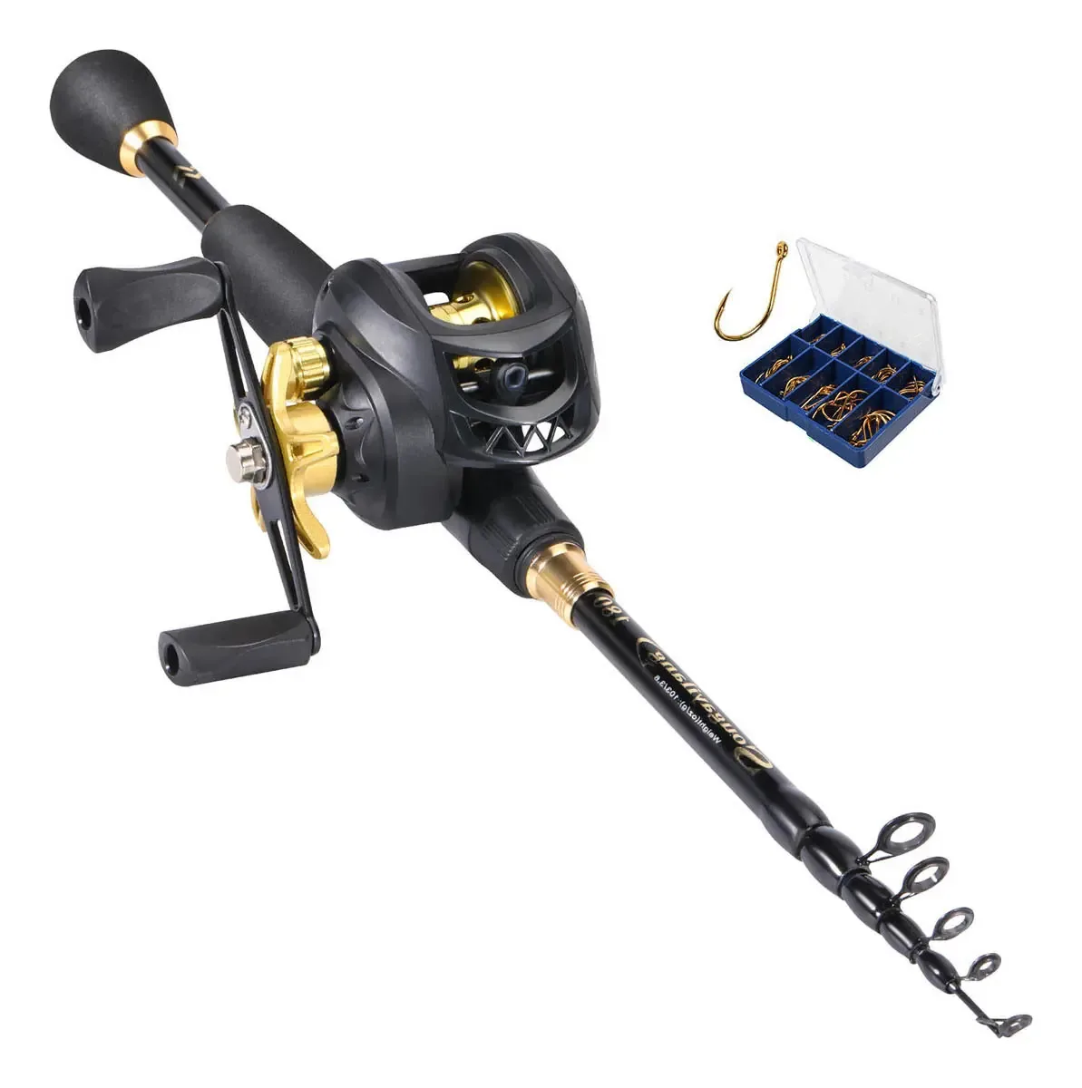 Kit Pesca Varas De Pesca Carretéis E Acessórios Promocional Cor Ouro Negro1.8m