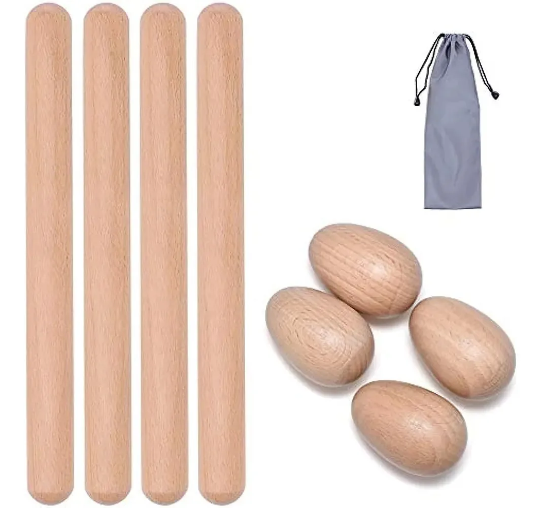Conjunto de 8 instrumentos musicais de percussão, inclui 4 Cla