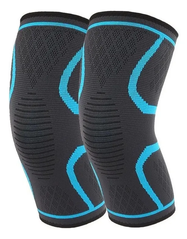 1 par de joelheiras esportivas ortopédicas elásticas, cor azul, tamanho XL