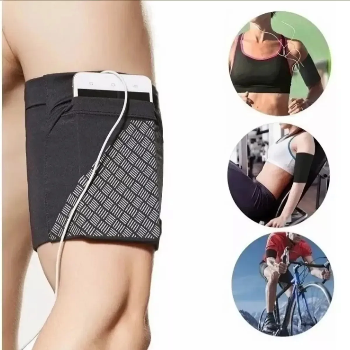 Bolsa de telefone com braçadeira esportiva para chaves e corrida