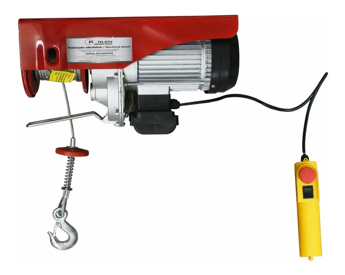 Guincho Elétrico 200/400kgs 110v 750w 12m Cabo Karlen