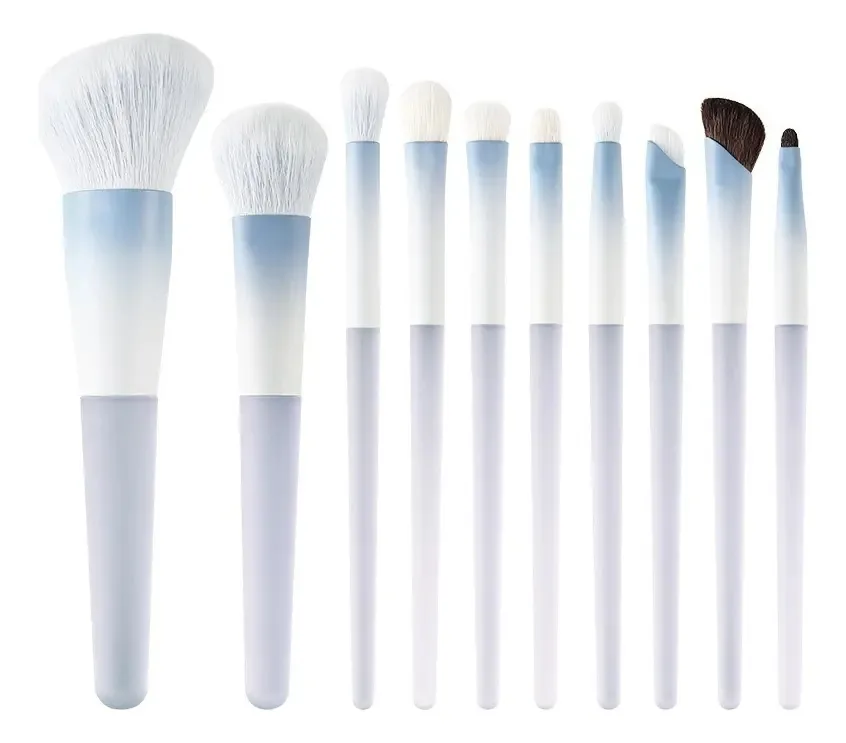 Conjunto de 10 pincéis de maquiagem Conjunto de pincéis de maquiagem PuppyJoy conjunto de pincéis de maquiagem azul