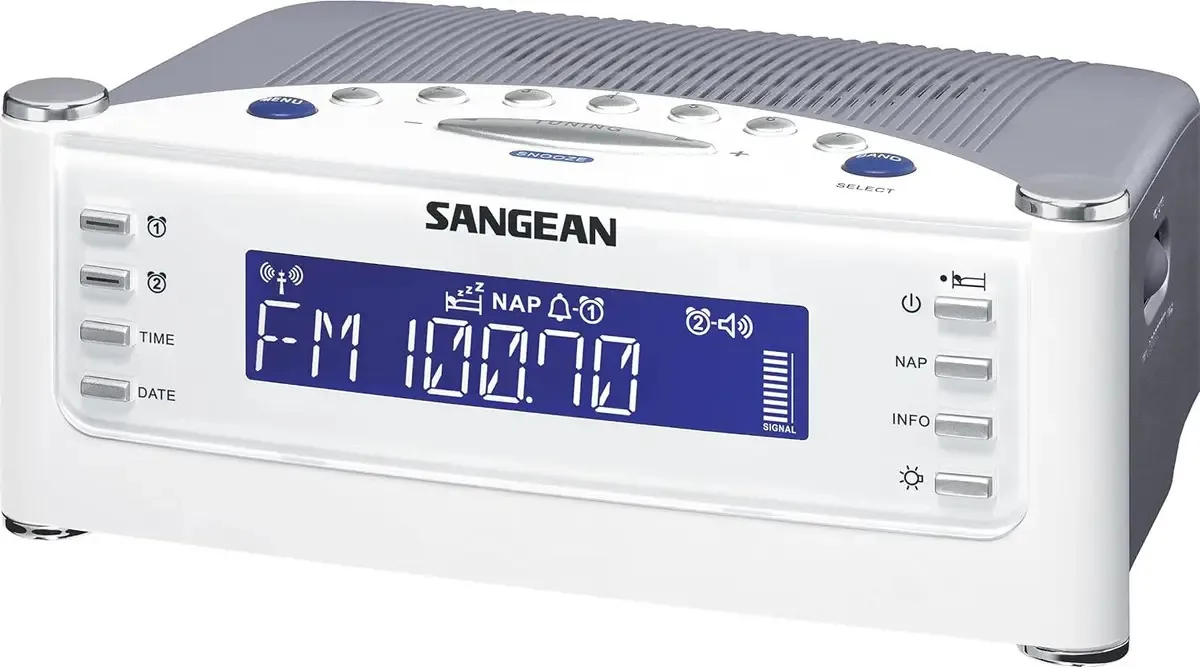 Sangean Rcr-22 - Relógio atômico com rádio digital sintonizado