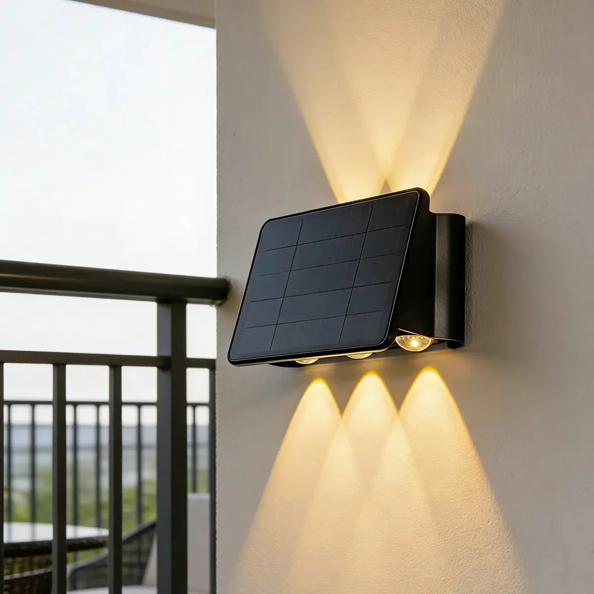 Luzes de parede solares externas, luz solar impermeável para lavagem de parede, iluminação de parede externa, iluminação de parede de varanda com luz quente Villa Ambueco®