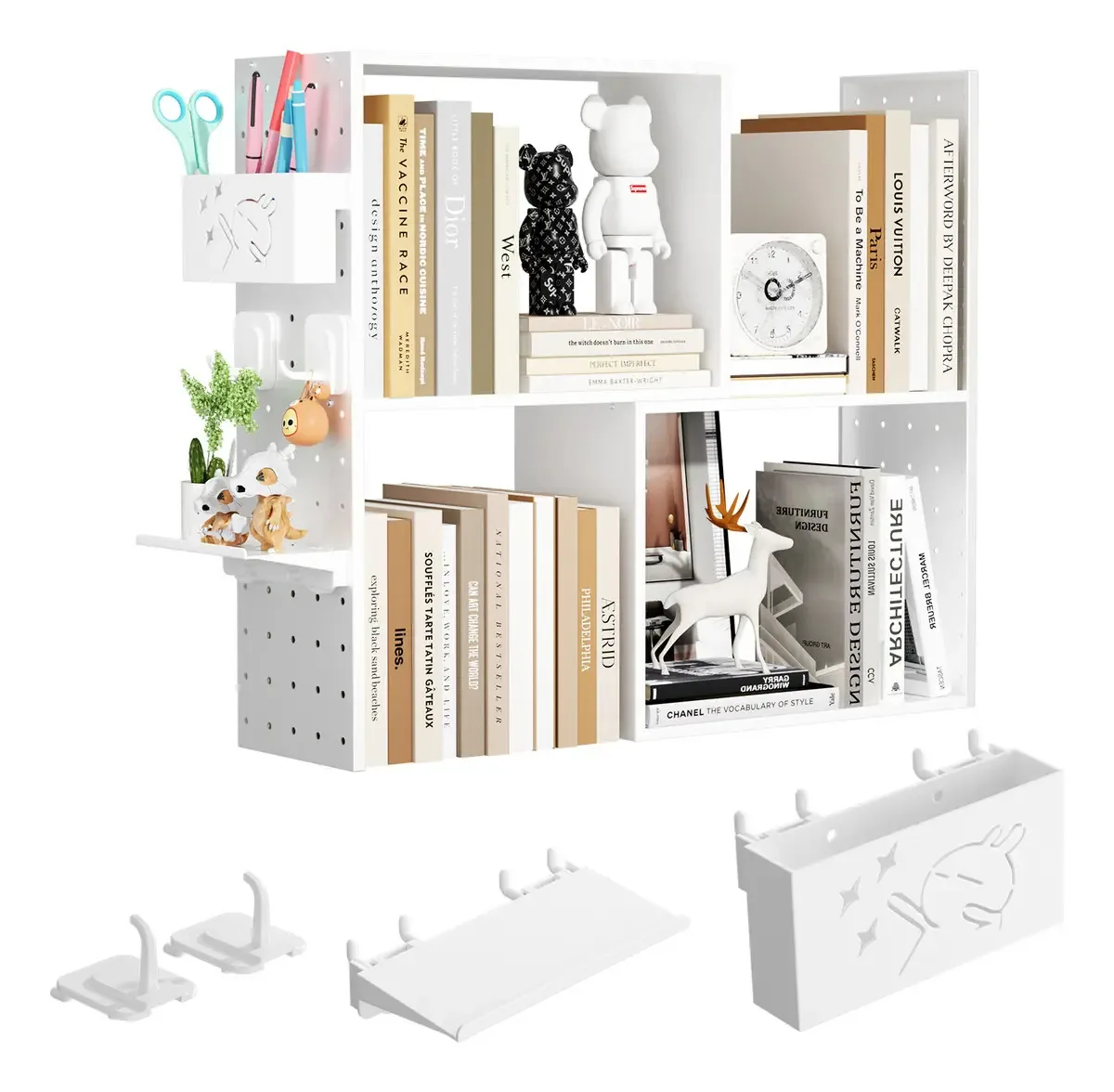 Organizador de mesa multifuncional, prateleira de escritório, branco