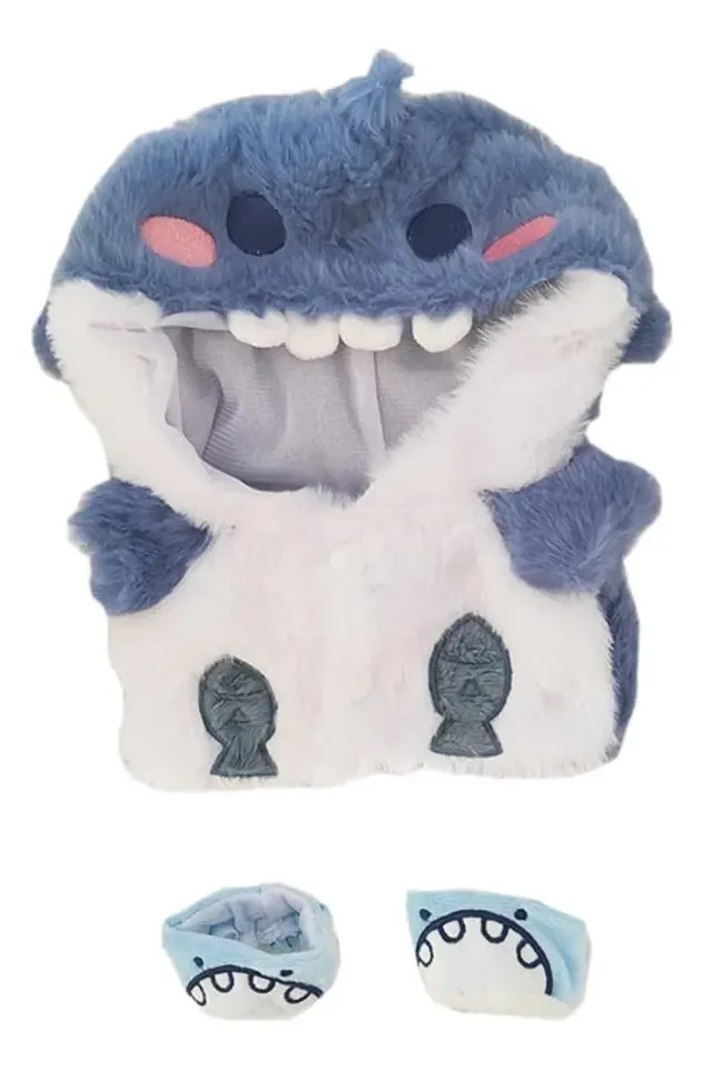 Roupas De Boneca De Pelúcia 20 Cm Capuz De Tubarão Acessórios
