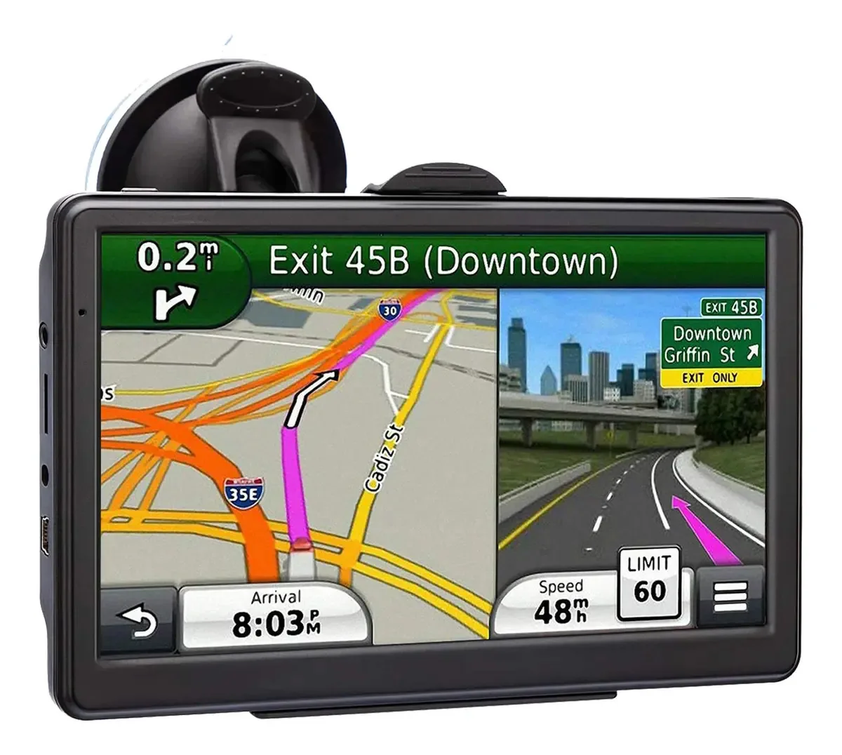 Navegação GPS do carro, mapa com tela sensível ao toque. Cor Preto