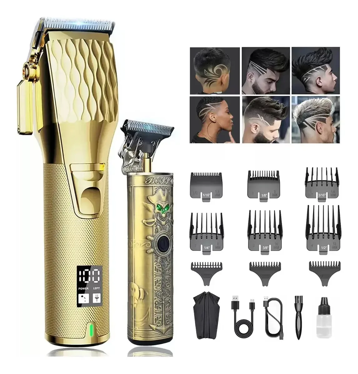 Kits de máquinas de cortar cabelo LCD sem fio Trimmer Legend