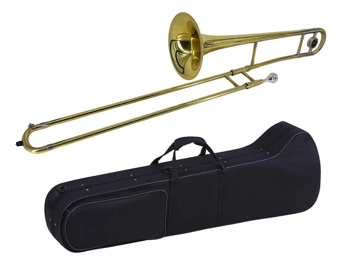 Trombone alto Bb em ouro lacado com acessórios e estojo