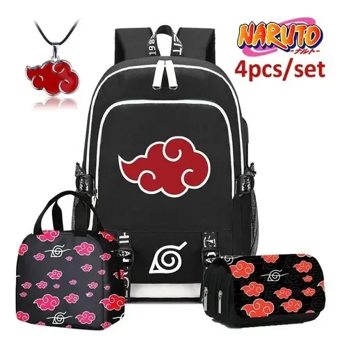 Mochila De Lancheira Akatsuki Naruto Anime Cosplay 4 Unidade