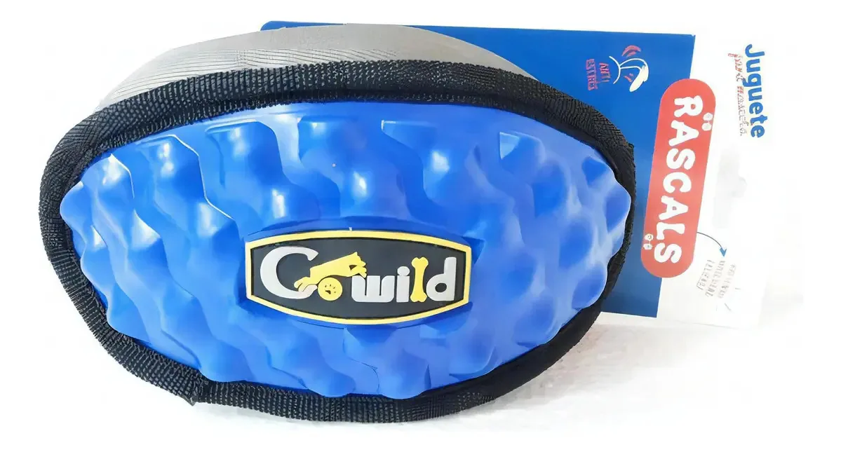Brinquedo antiestresse Rascals Rugby Tpr Ball and Fabric para cães, cor azul