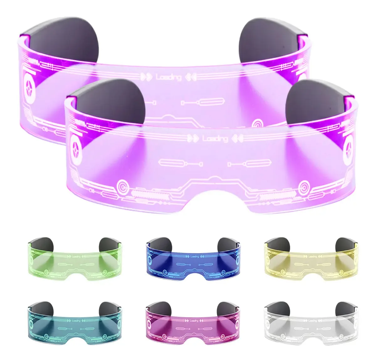 2 unidades de óculos LED Cddgl® de 7 cores para festas, óculos luminosos de festa, óculos de viseira, óculos de festival, para festas, celebrações, discotecas, DJ, carnaval, cosplay e Halloween