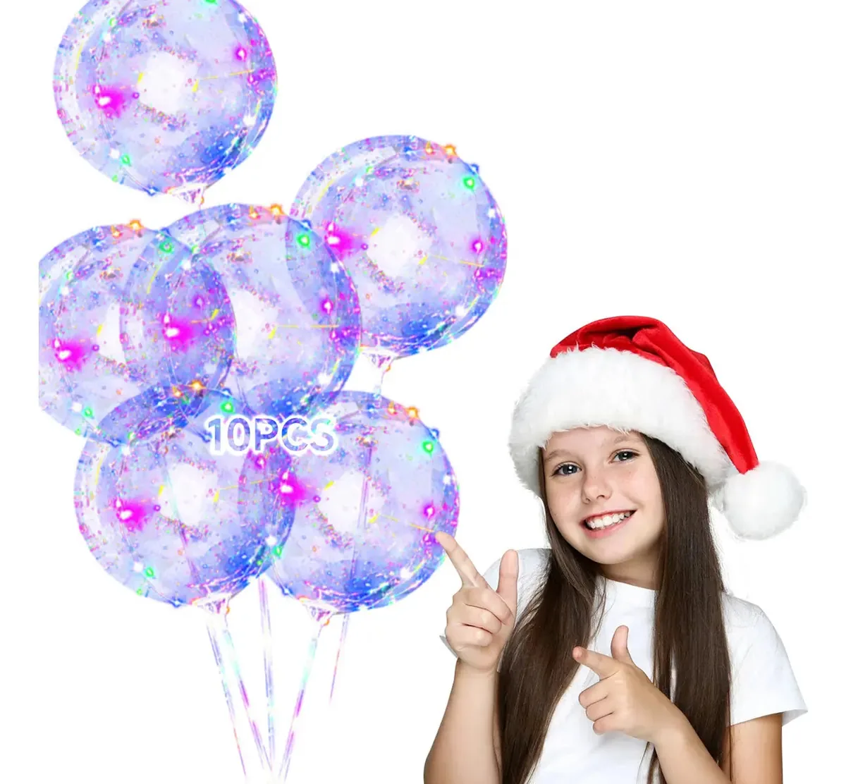 10 unidades de balões LED Bobo Cddgl, balões e suporte de PVC transparente e luzes LED, balões de bolha de hélio com luzes de corda para festas, aniversários, casamentos e decorações de quinceanera