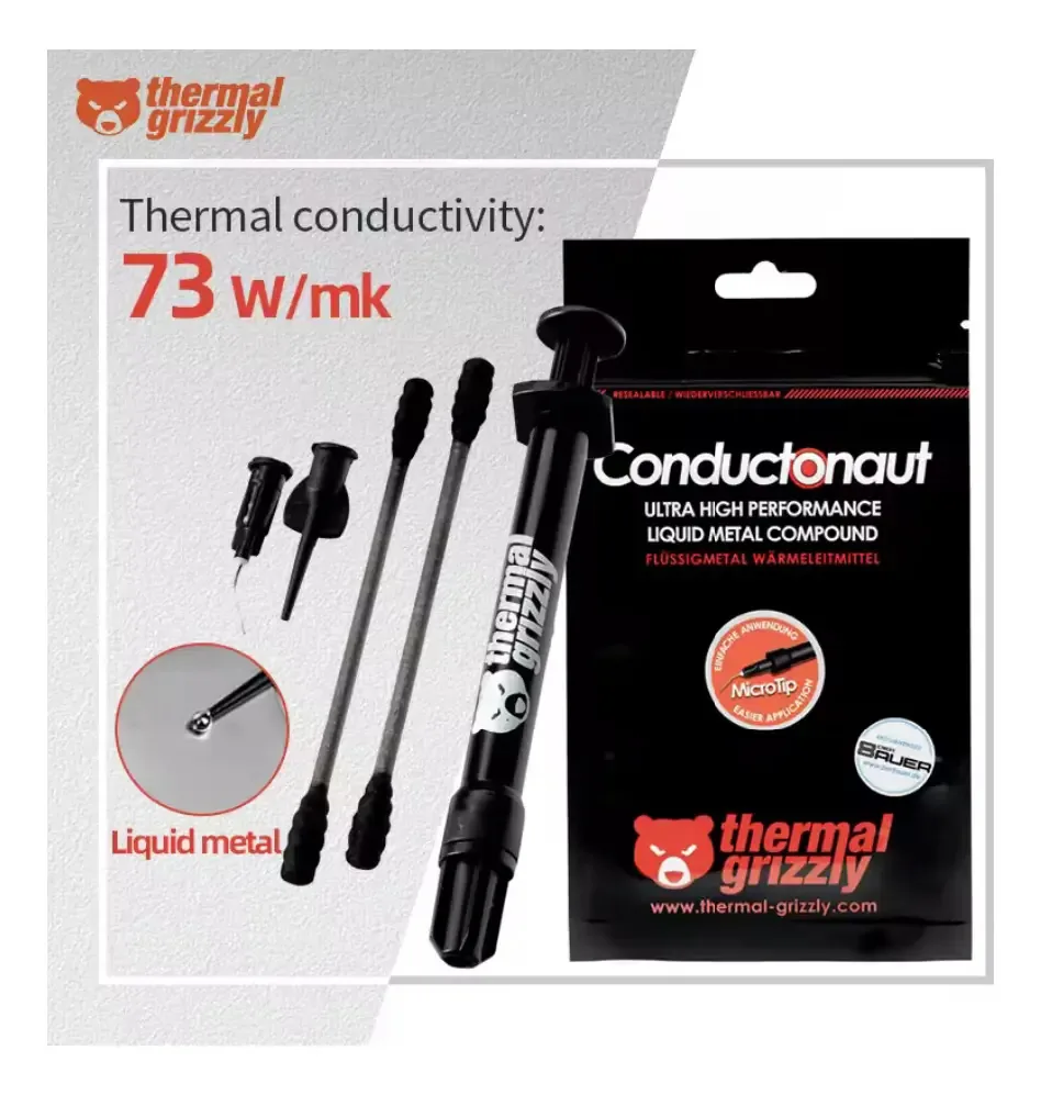 Pasta Térmica Thermal Grizzly Conductonaut 1G Metal Líquido Cinza
