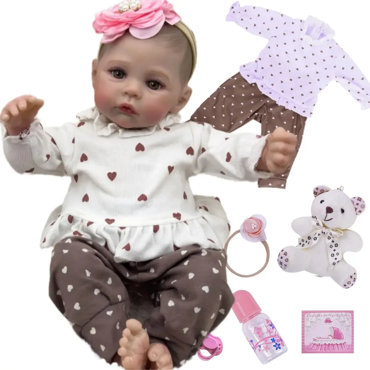 Bonecas Bebe Reborn Realista Menina 46 cm Bebe Reborn Original 100% Silicone com Acessórios Presente para Crianças Zavanese
