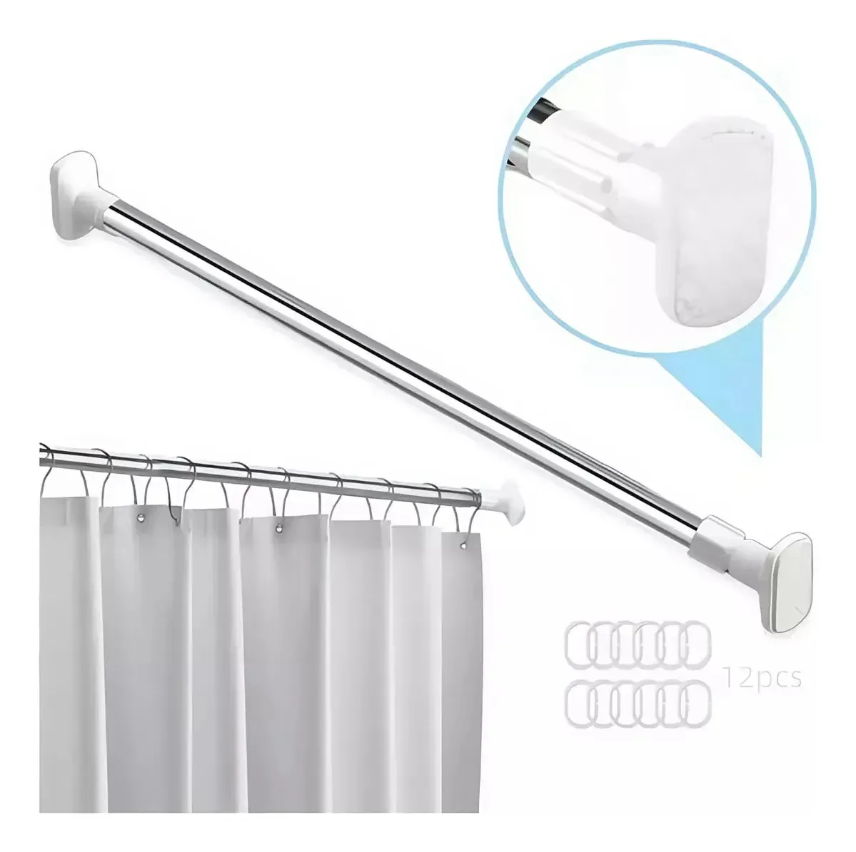 Varões de cortina ajustáveis para casa de banho extensíveis 110-200cm MILOUZ Cor branca