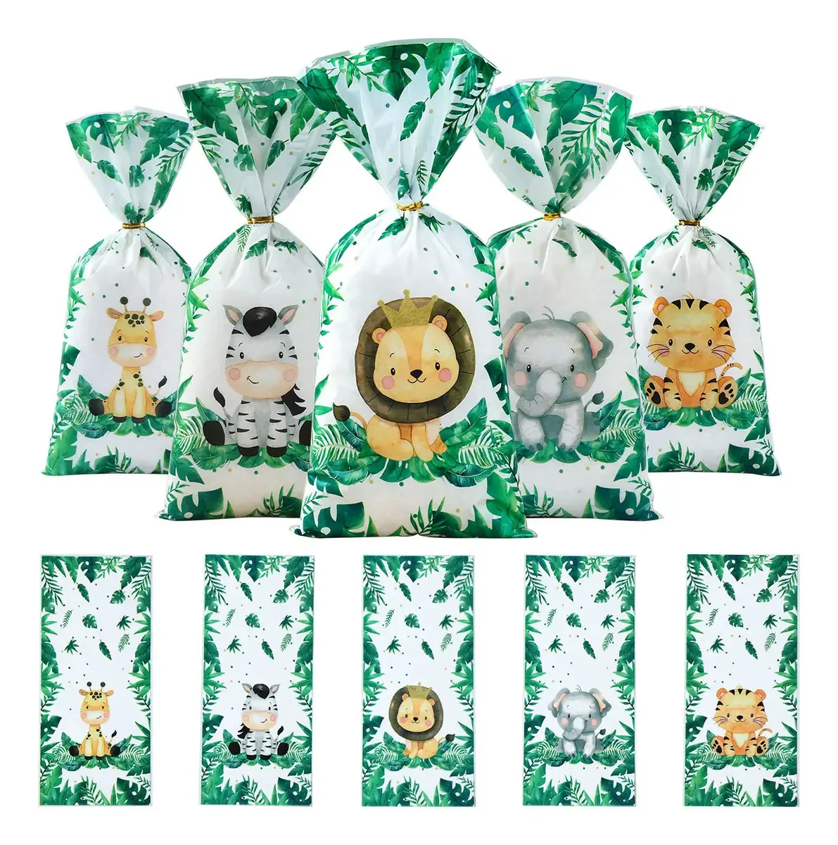 50 sacos de doces para animais, decoração de aniversário, cor E
